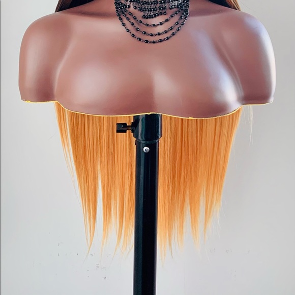 Long Straight 28” Ombre Brown Coral Premium Fiber Lace Front Wig - Picture 9 of 15